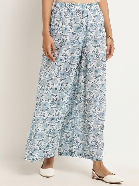 zuba by westside blue floral palazzos