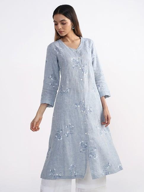 zuba by westside blue front open kurta