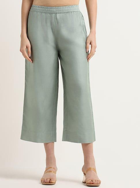 zuba by westside green straight-leg pants