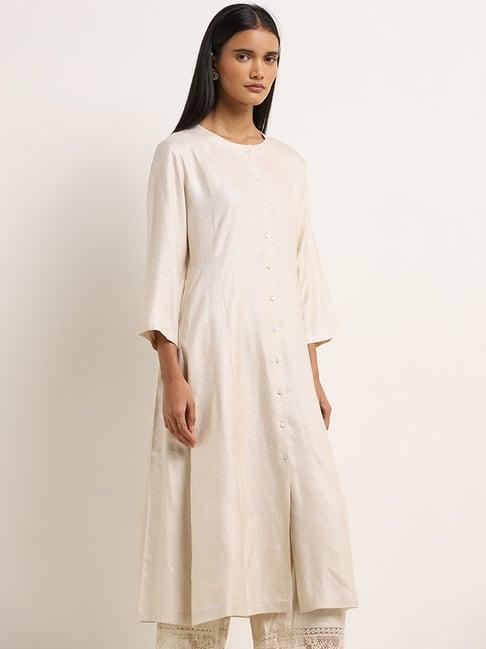 zuba by westside light beige a-line cotton kurta