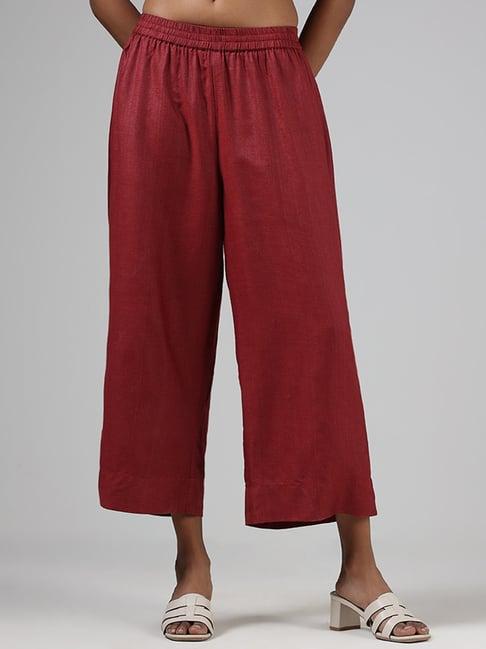 zuba by westside maroon plain palazzos