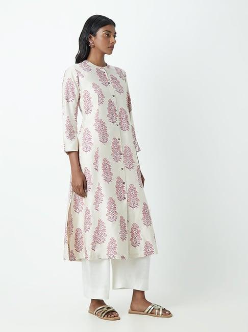 zuba by westside mauve floral-printed a-line kurta