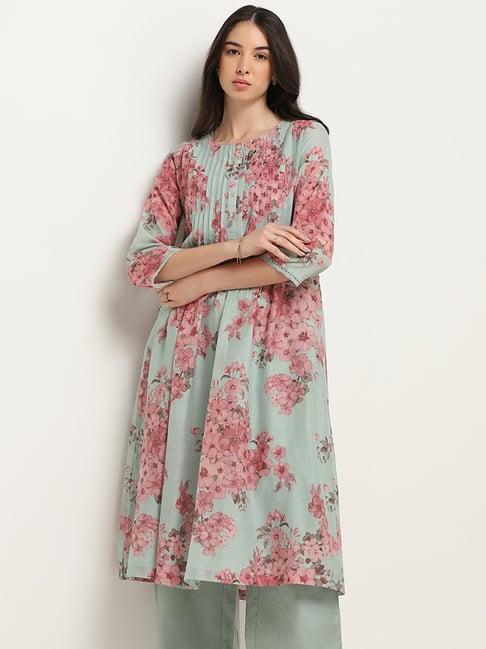 zuba by westside mint floral a-line kurta