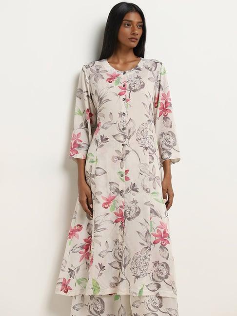 zuba by westside off-white floral design a-line kurta