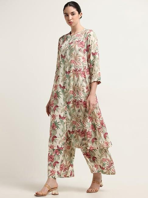 zuba by westside off-white floral kurta