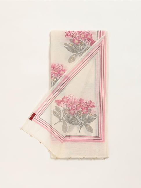 zuba by westside off-white floral print stole