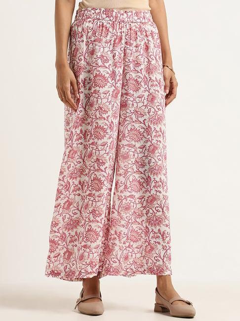zuba by westside pink floral palazzos