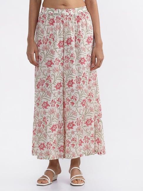zuba by westside pink floral printed palazzo