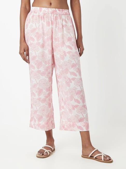 zuba by westside pink floral-printed palazzos