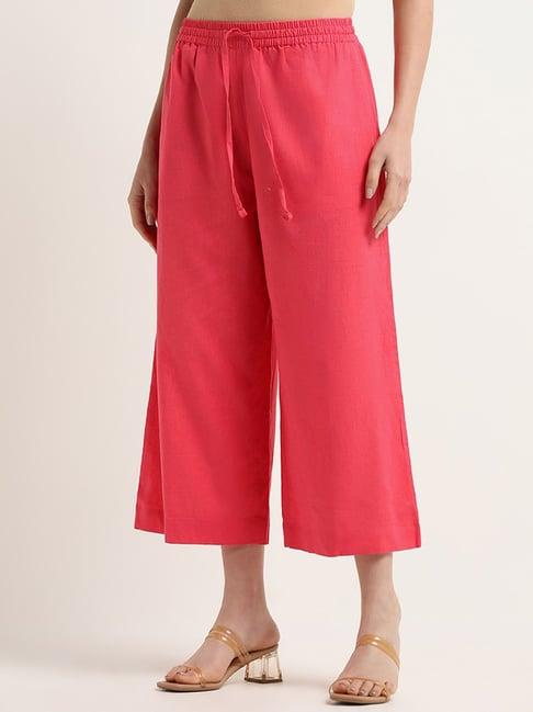 zuba by westside pink mid rise blended linen pants