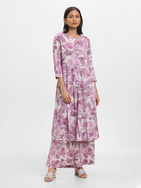 zuba by westside printed lilac kurta