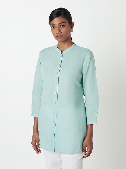 zuba by westside sea green ethnic top