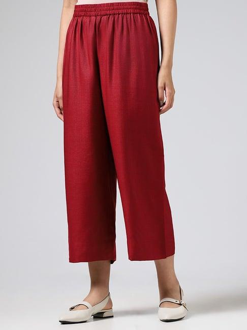 zuba by westside solid maroon palazzos