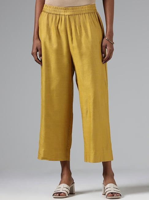 zuba by westside solid ochre yellow palazzos