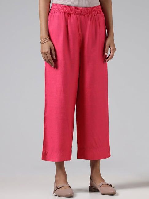 zuba by westside solid pink straight pants