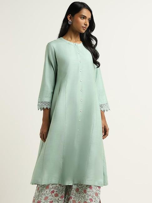 zuba by westside teal buttondown kurta