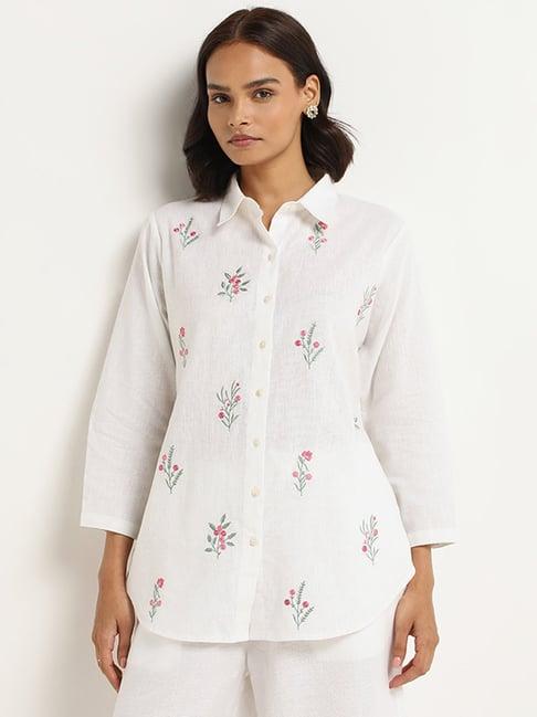 zuba by westside white embroidered tunic