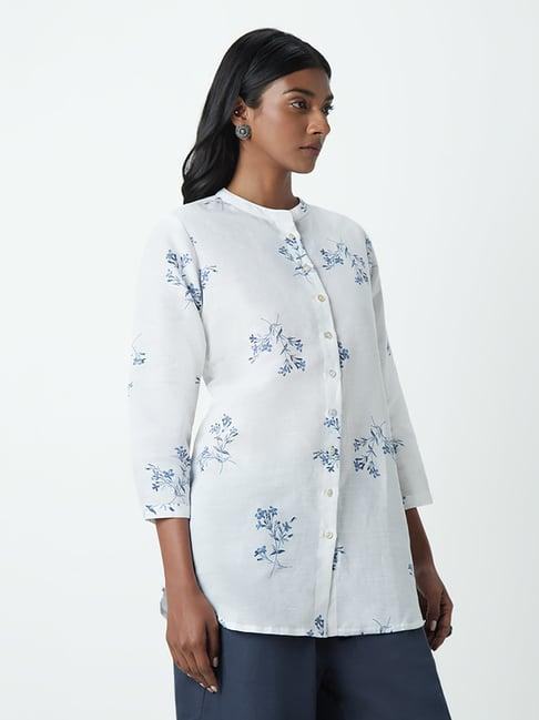 zuba by westside white floral print ethnic top