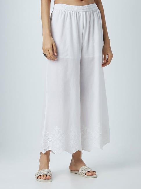 zuba by westside white pure cotton palazzos