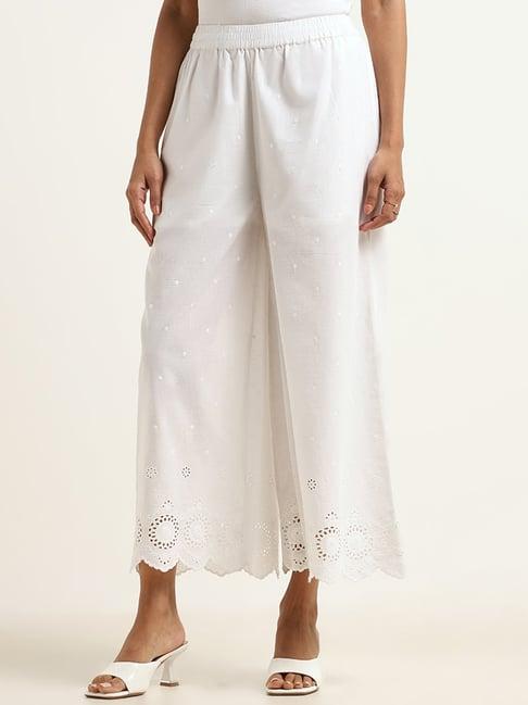 zuba by westside white schiffli pants