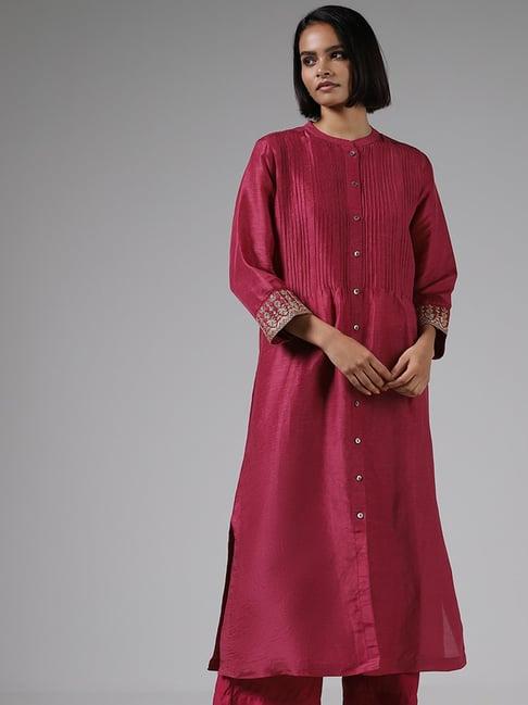 zuba by westside wine button-down pintuck kurta