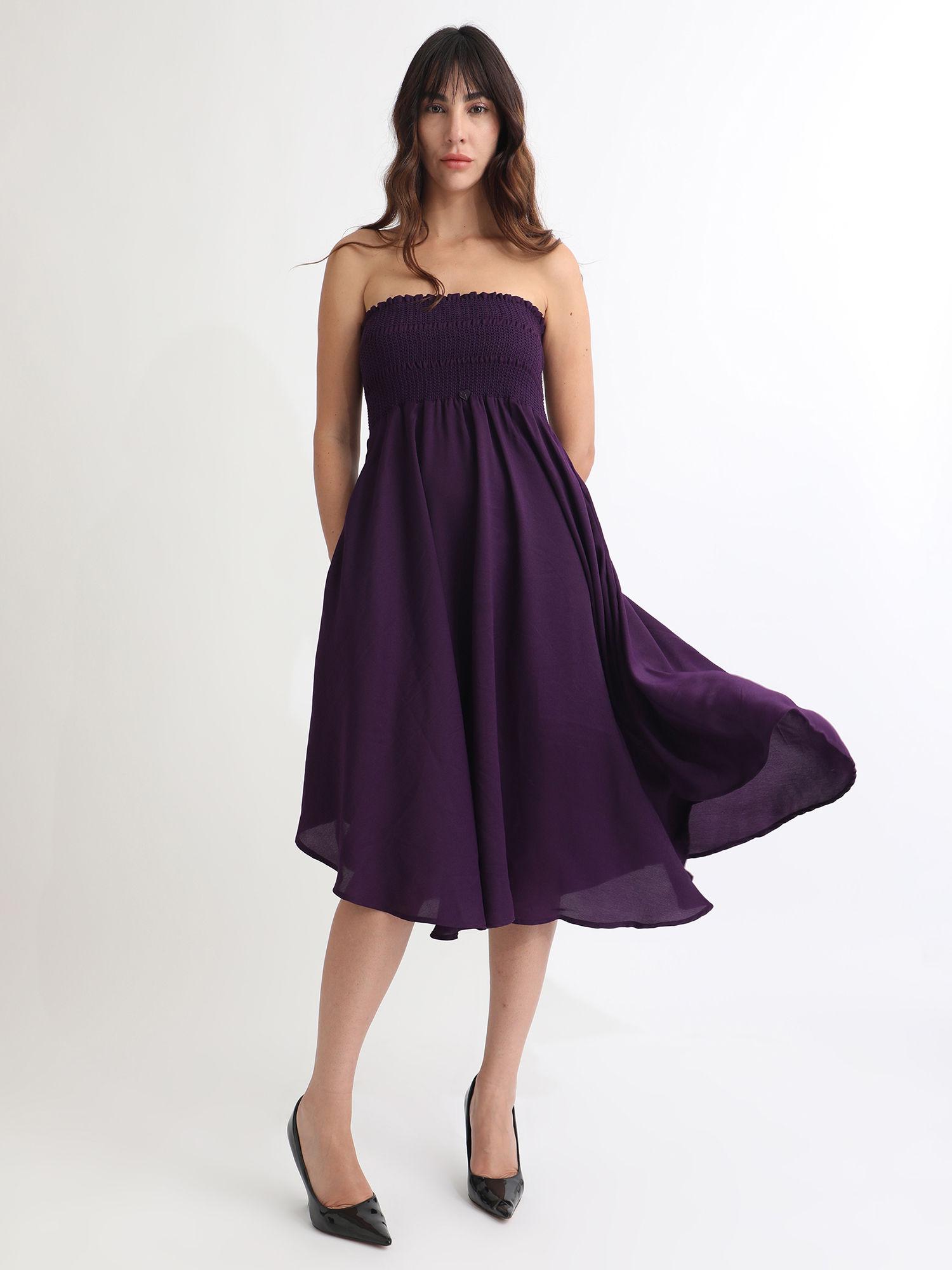 zuret dark purple knee length dress