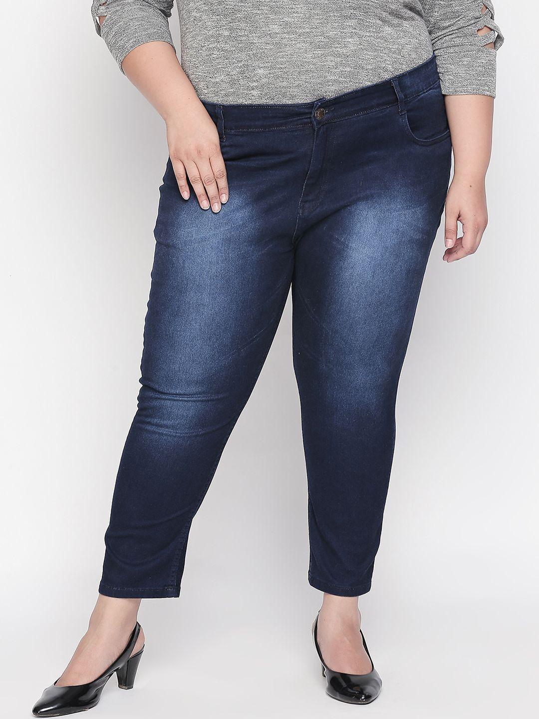 zush plus size women blue regular fit mid-rise clean look jeans