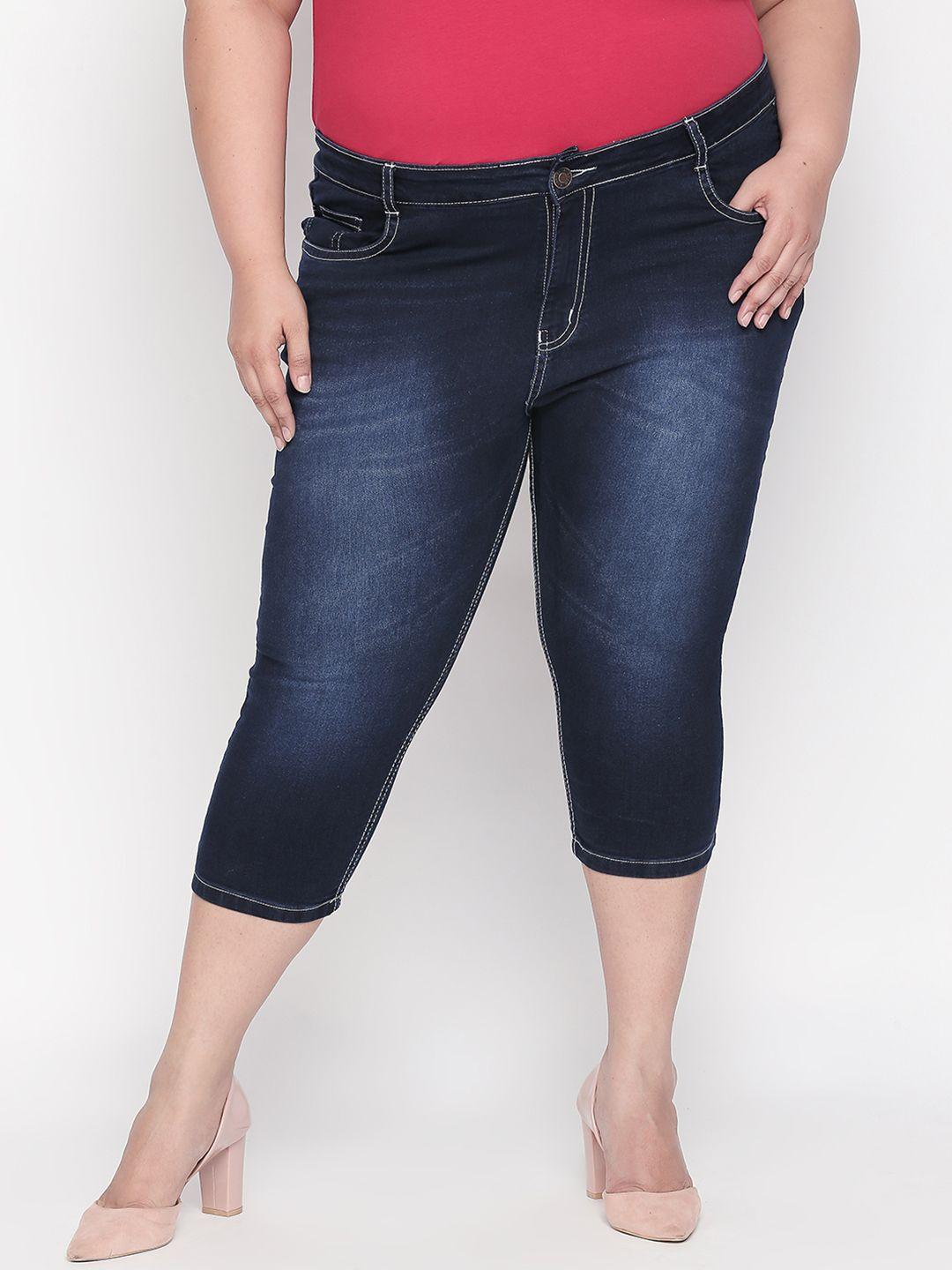 zush plus size women blue regular fit mid-rise clean look jeans