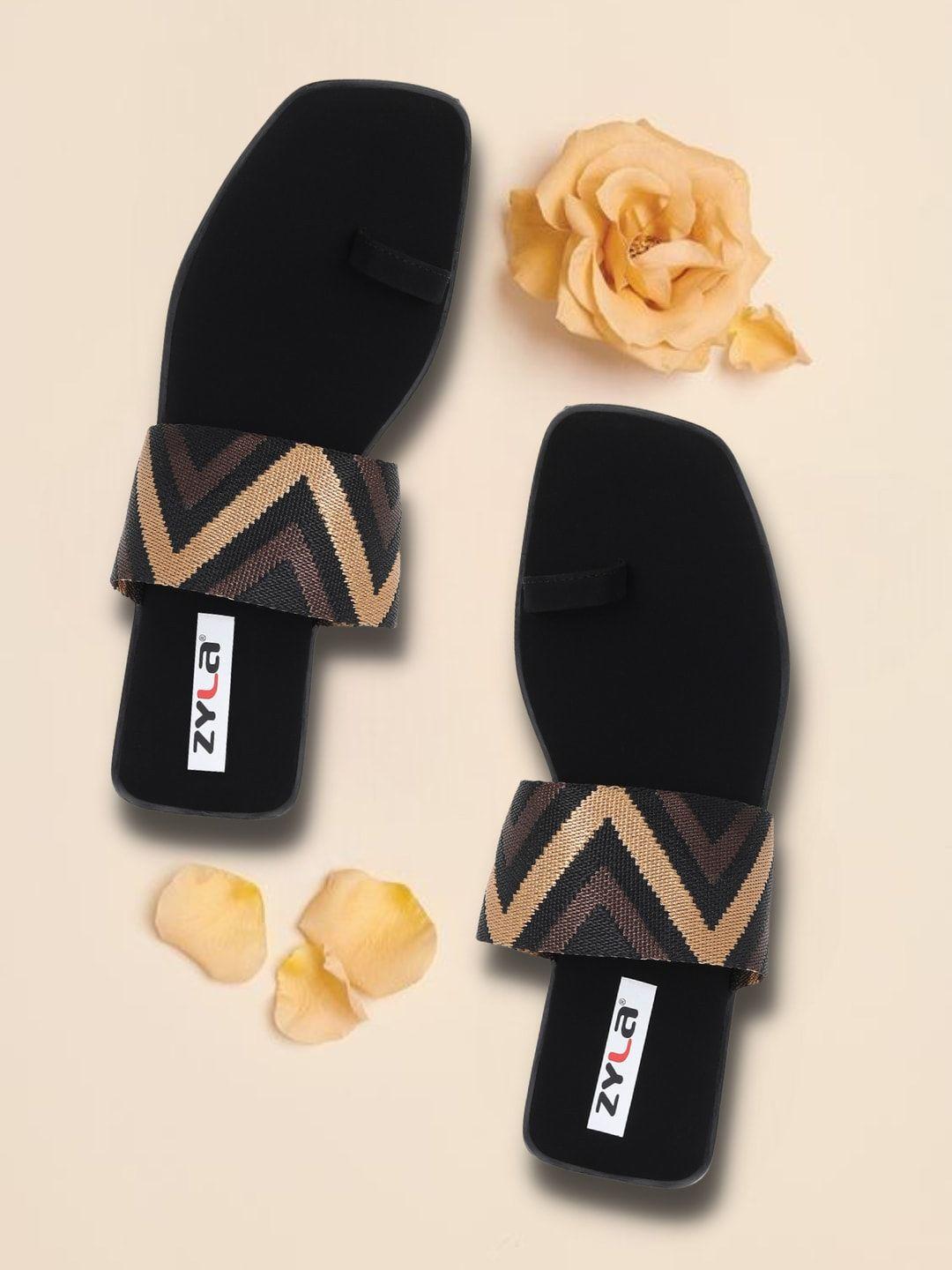 zyla women woven design open toe flats