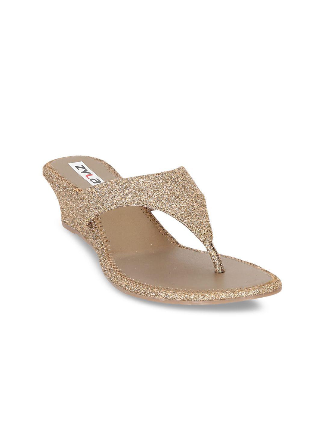 zyla copper-toned embellished wedge heels
