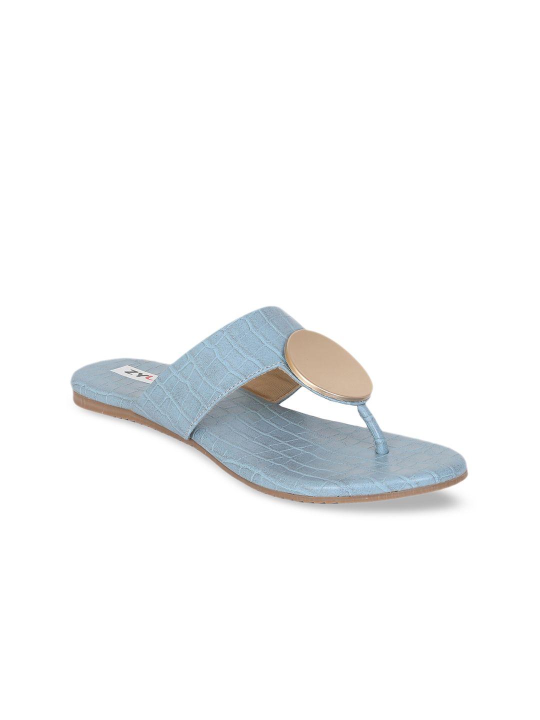 zyla women blue t-strap flats