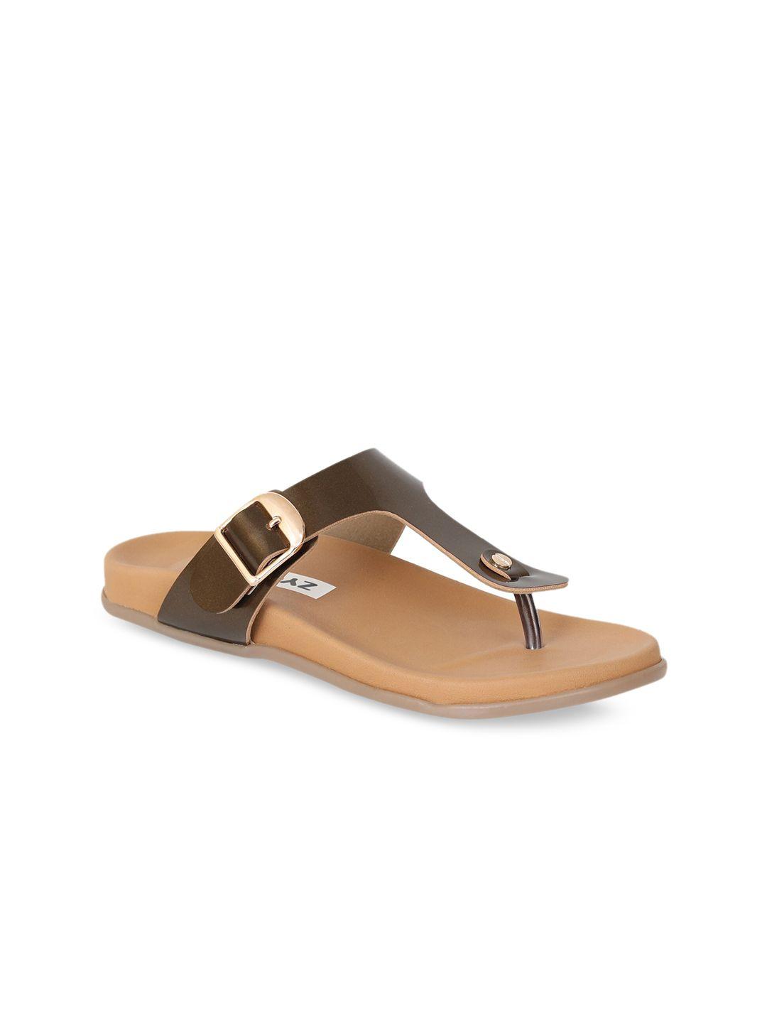 zyla women brown t-strap flats