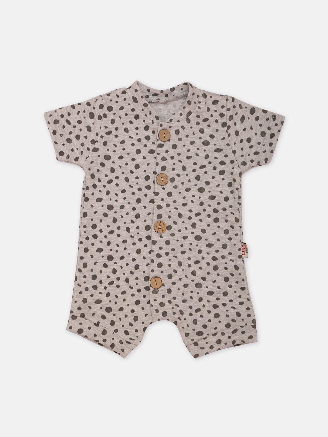 zyra kids infant boys grey & green printed rompers