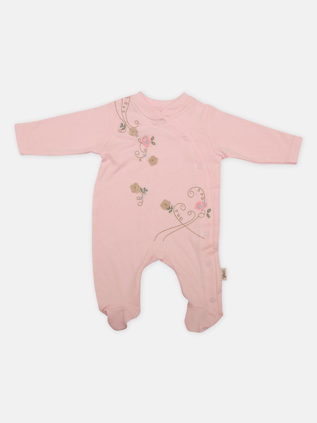 zyra kids pink embroidered romper