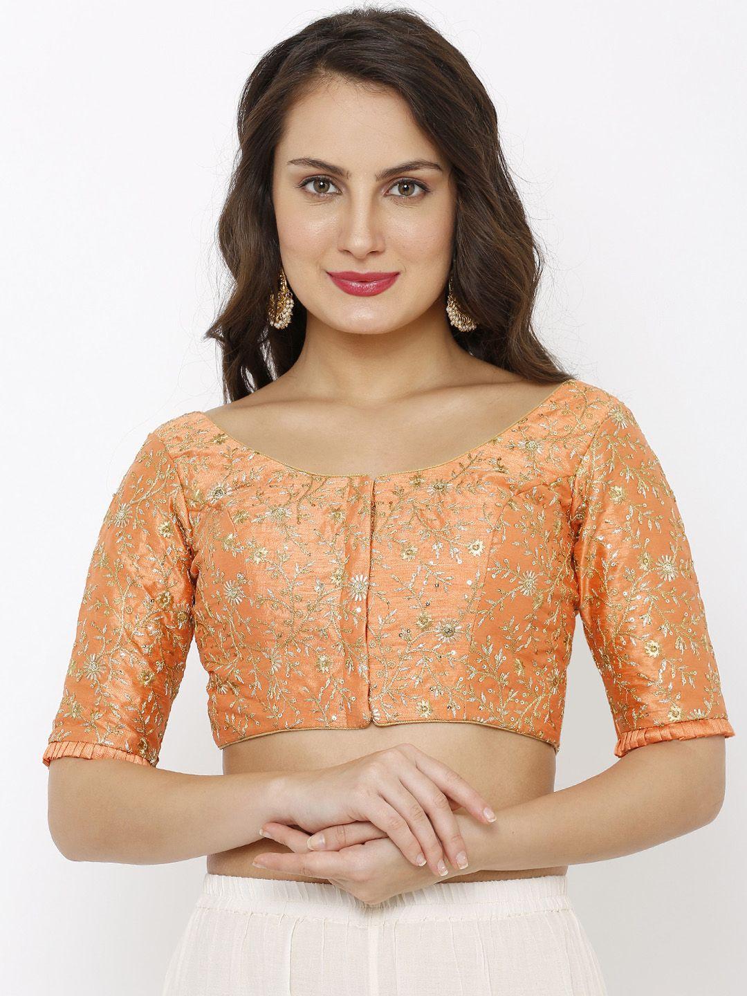salwar-studio-women-peach-coloured-embroidered-dupion-silk-readymade-padded-saree-blouse