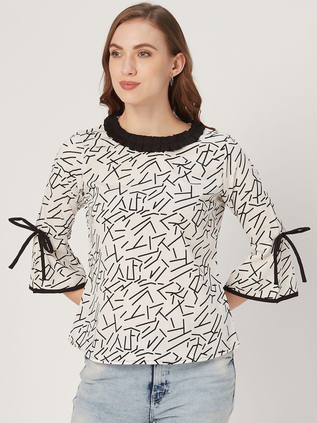 style-quotient-women-white-and-black-abstract-print-top
