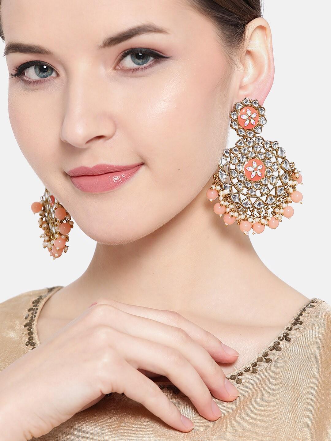 jewels-galaxy-coral-orange-gold-plated-enamelled-stone-studded-classic-drop-earrings