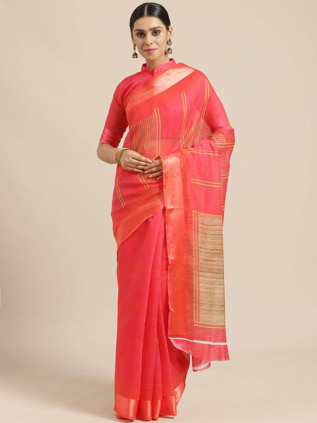 saree-mall-pink-&-green-printed-saree