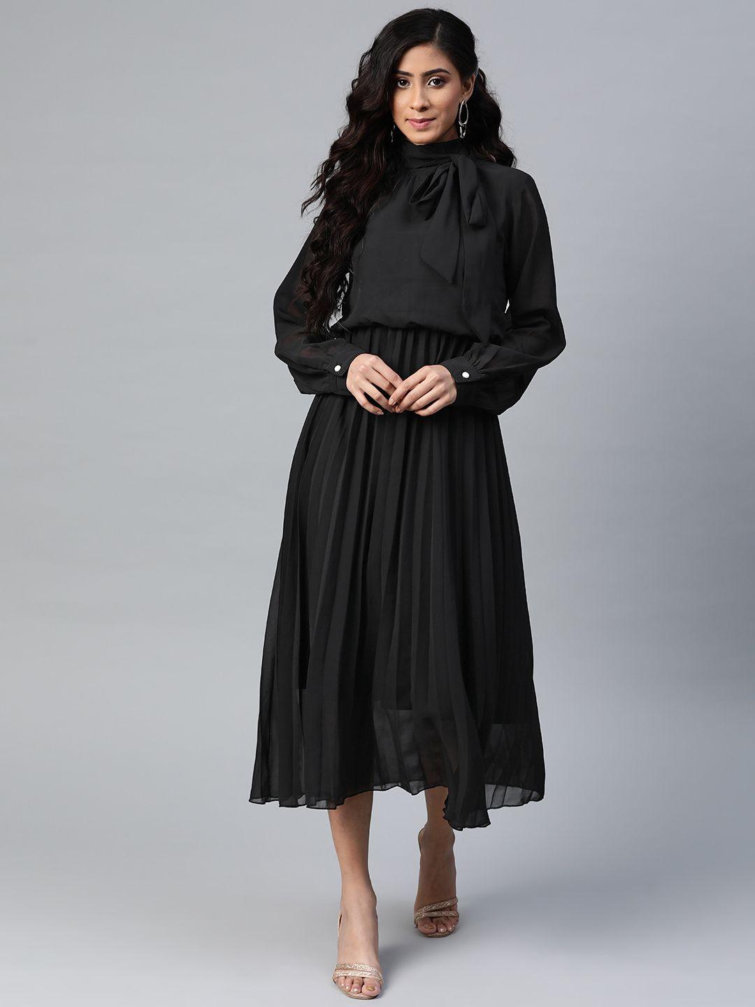 sassafras-women-black-solid-accordion-pleats-a-line-midi-dress