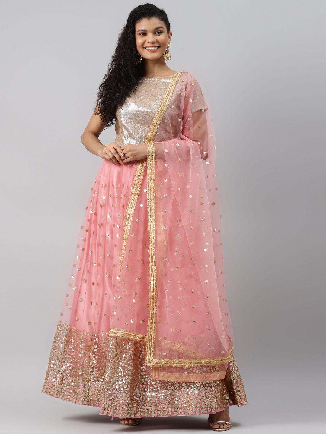 readiprint-fashions-pink-&-gold-toned-solid-semi-stitched-lehenga-&-unstitched-blouse-with-dupatta