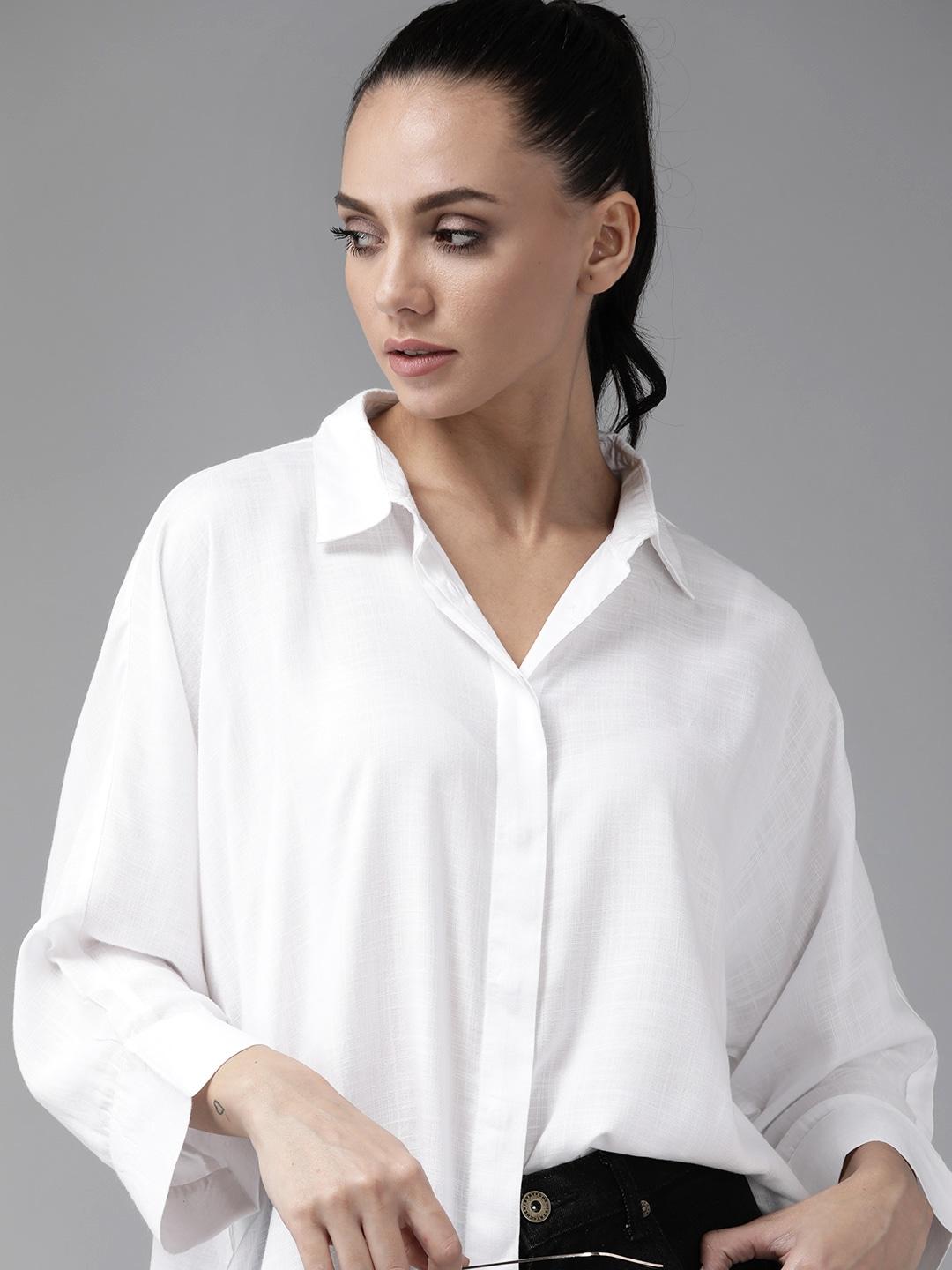 roadster-women-white-solid-casual-shirt