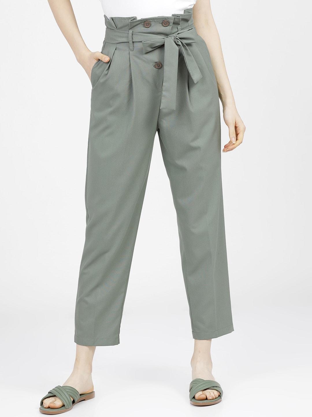 tokyo-talkies-women-green-pleated-peg-trousers