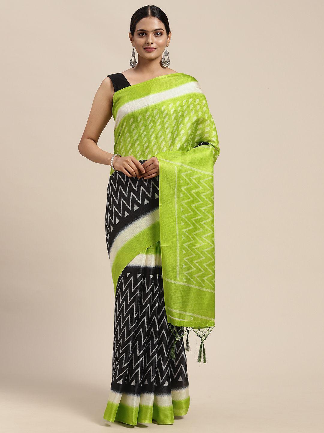 kalini-green-&-black-kalamkari-art-silk-mysore-silk-saree