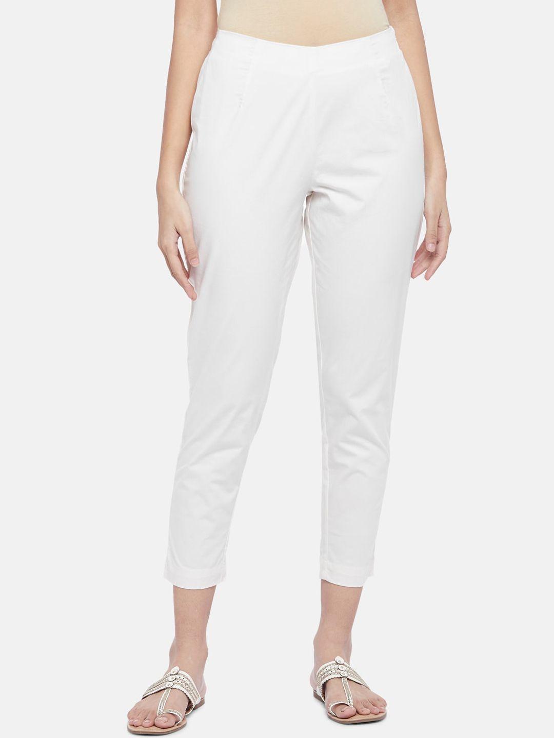 rangmanch-by-pantaloons-women-off-white-solid-pure-cotton-culottes-trousers