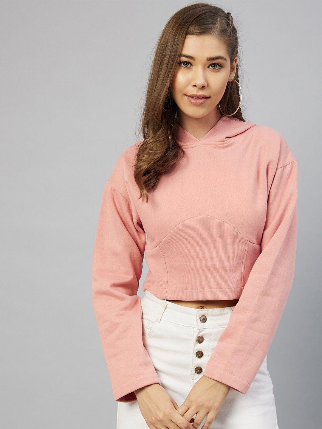 carlton-london-women-peach-coloured-hooded-sweatshirt