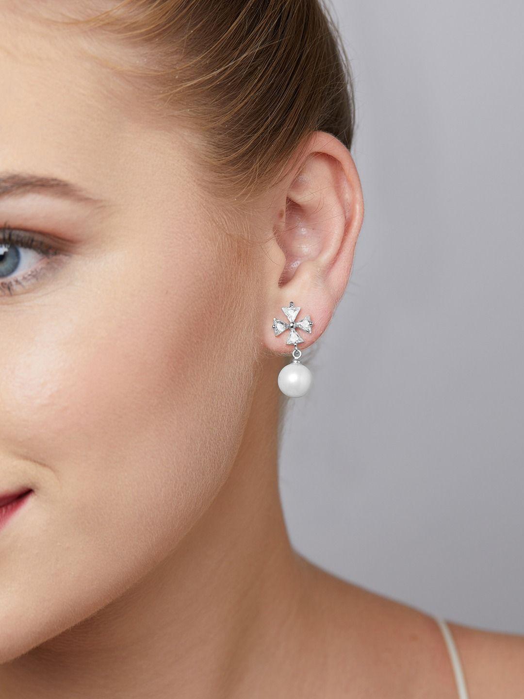 ami-silver-toned-cubic-zirconia-contemporary-drop-earrings