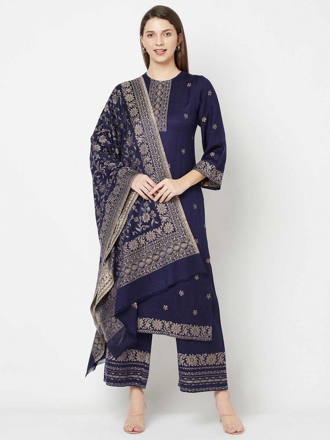 safaa-blue-&-gold-toned-acrylic-wool-unstitched-dress-material