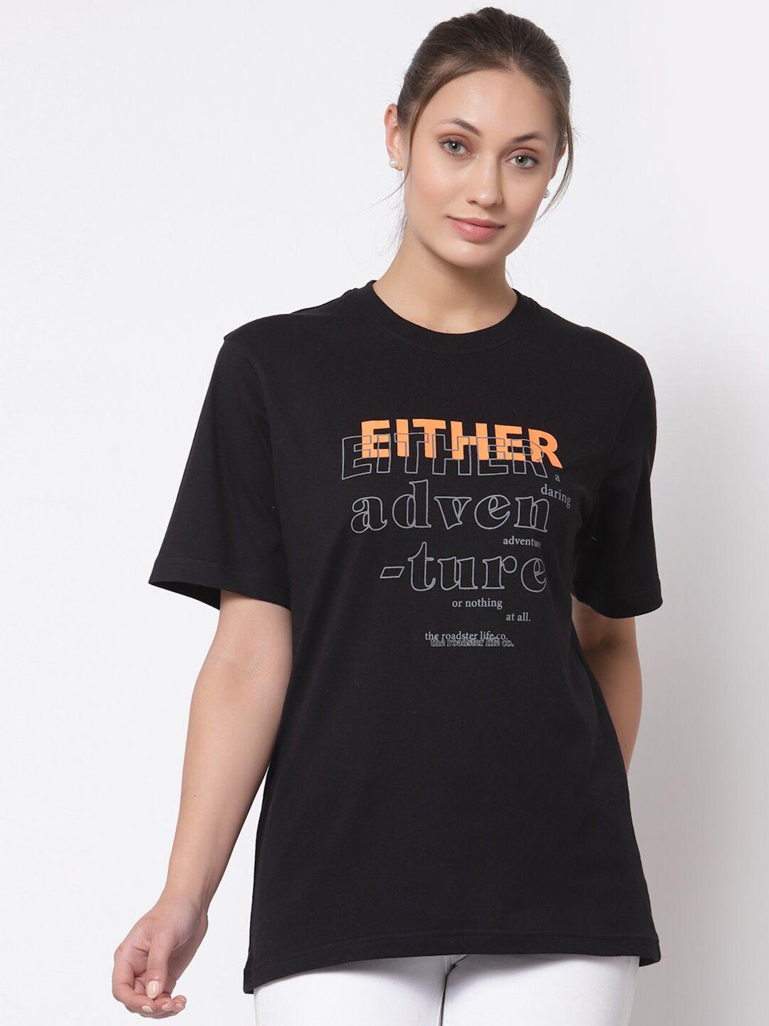 the-roadster-lifestyle-co-women-black-typography-printed-pure-cotton-t-shirt