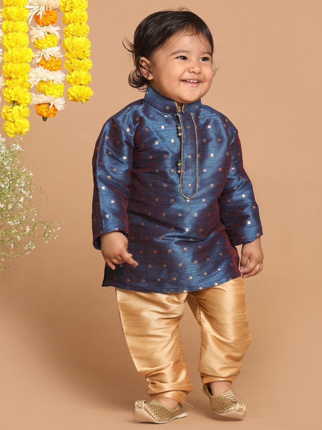 vastramay-sishu-boys-blue-embroidered-kurta-with-dhoti-pants