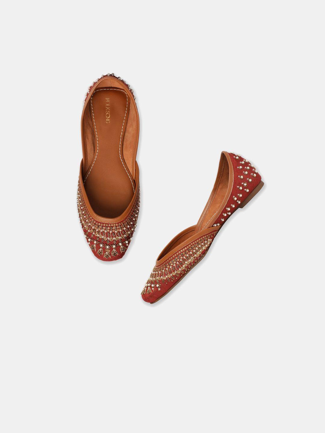w-the-folksong-collection-women-orange-ethnic-ballerinas-flats